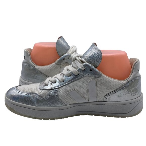 VEJA SNEAKERS LOW TOP WOMEN’s EU 37 US 6 METALLIC SILVER CASUALS TENNIS SHOES - Picture 3 of 12
